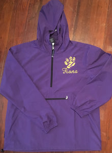 LSU TIGER PAW EMBROIDERED WITH MONOGRAM ADULT RAIN PULLOVER