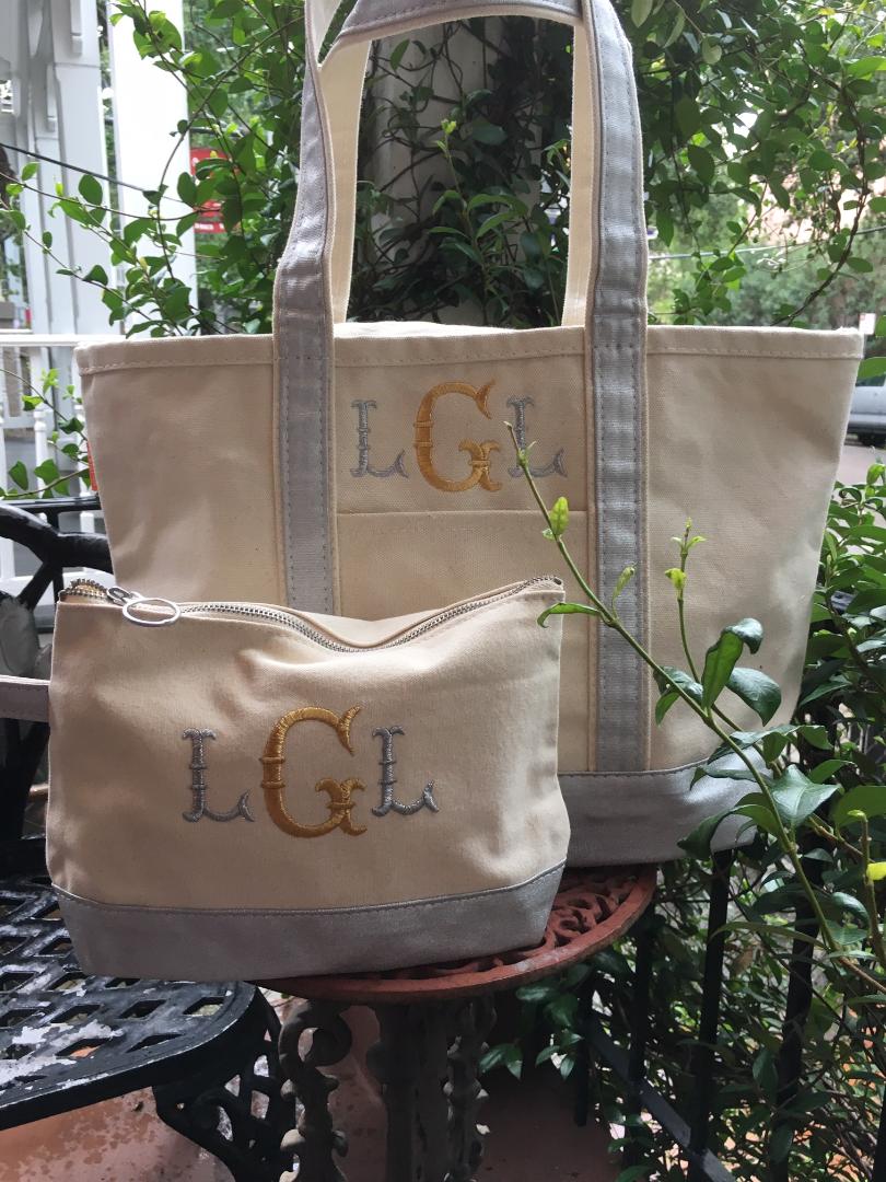 Monogrammed canvas bags deals