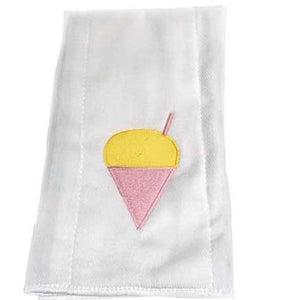 BURP CLOTH SNOWBALL EMBROIDERED PINK