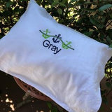 MONOGRAM PILLOW EMBROIDERED DOTS LIGHT GREEN WITH INSERT