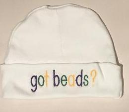 MARDI GRAS BABY "GOT BEADS?" KNIT CAP