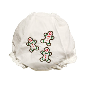 EMBROIDERED GINGERBREAD BABY EYELET DIAPER COVER OR PANTY