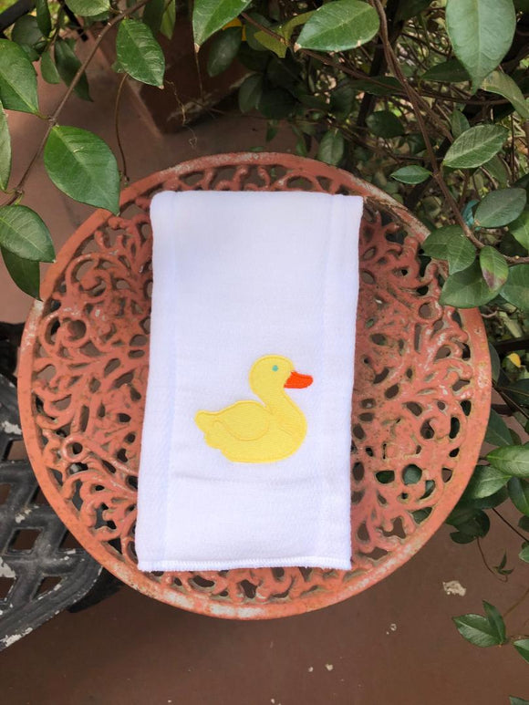 BURP CLOTH EMBROIDERED DUCK