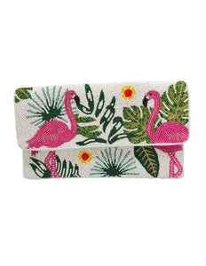 BEADED FLAMINGO CLUTCH