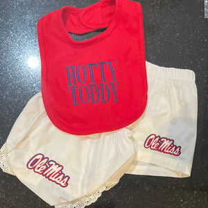OLE MISS EMBROIDERED RED BABY BIB