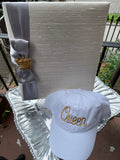 EMBROIDERED QUEEN SILVER TWILL BASEBALL CAP