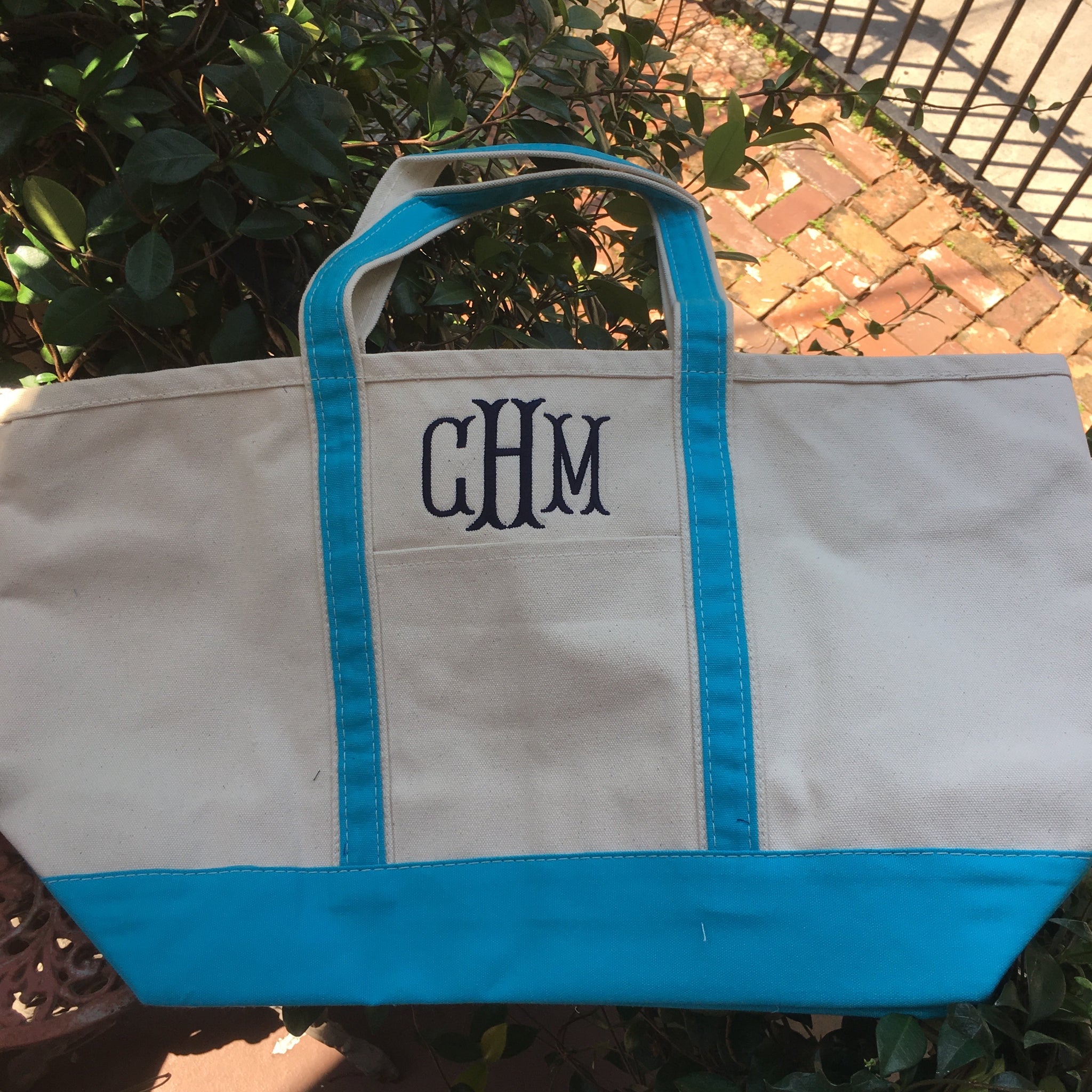 Monogrammed Emerald Large Canvas Boat Tote – LL Monograms