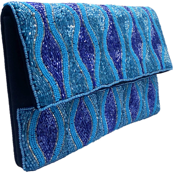 BEADED SHADES OF BLUE CLUTCH