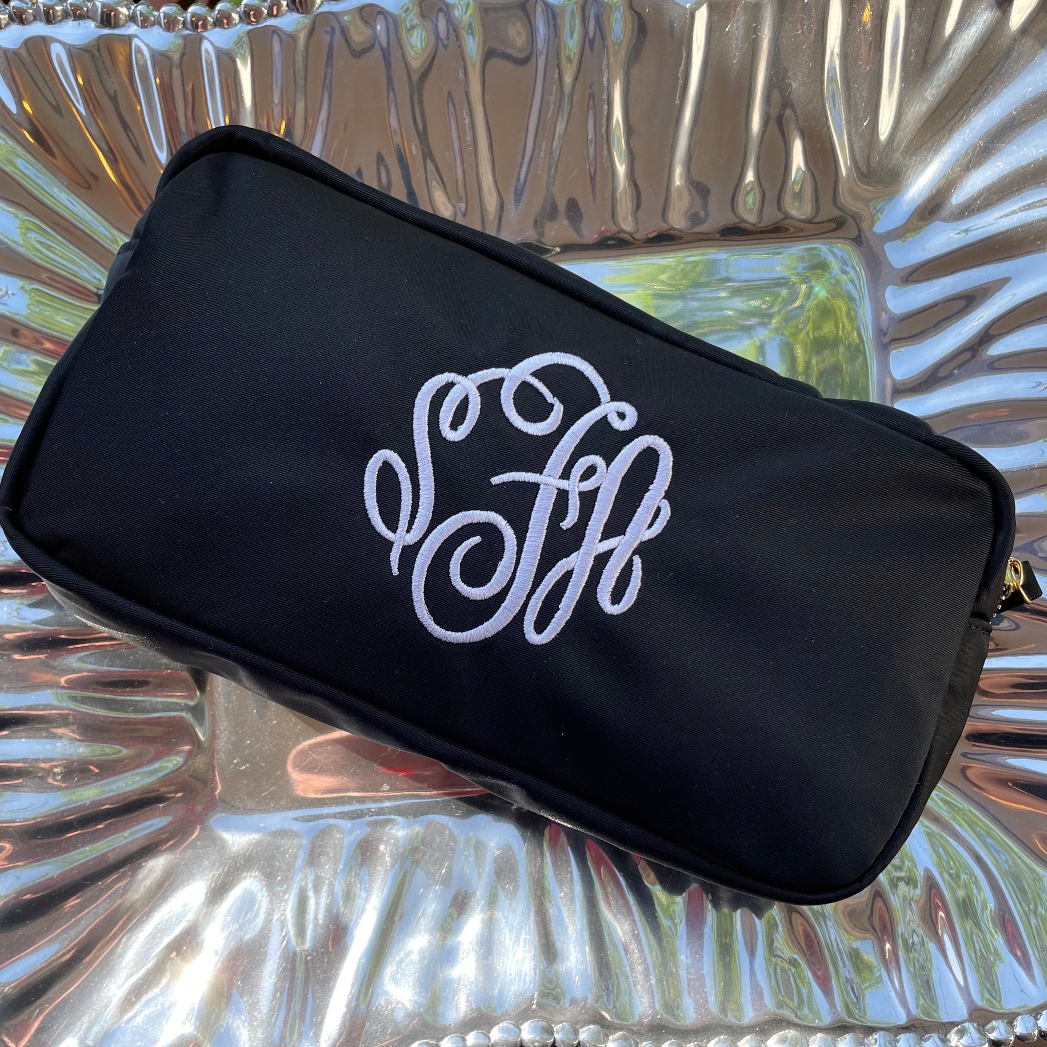 crossbody cosmetic travel bag MONOGRAM NYLON SMALL MAKEUP TRAVEL POUCH BLACK – Orient Expressed
