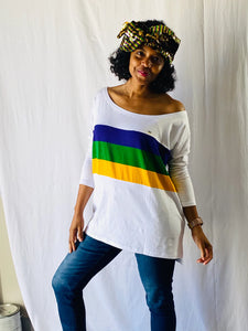 MARDI GRAS STRIPED LADIES KNIT TOP