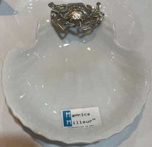 SHELL PLATE WITH PEWTER CRAB