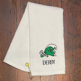 EMBROIDERED VELOUR TERRY GOLF TOWEL WHITE