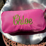 MONOGRAM NYLON SMALL MAKEUP TRAVEL POUCH HOT PINK