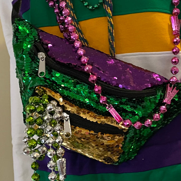 MARDI GRAS SEQUIN FANNY PACK OR SLING
