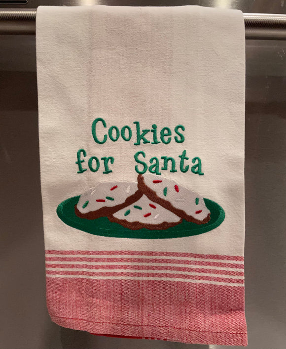 EMBROIDERED COOKIES FOR SANTA CHRISTMAS KITCHEN TOWELp