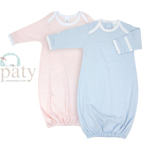 MONOGRAM LAYETTE GOWN PINK WITH WHITE PICOT TRIM by PATY