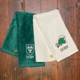EMBROIDERED VELOUR TERRY GOLF TOWEL GREEN