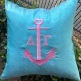 EMBROIDERED SORORITY CANVAS PILLOW BLUE