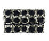 BEADED BLACK/CREAM CLUTCH