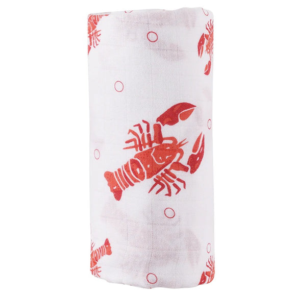 CRAWFISH HEADS & TAIL SWADDLE RECEIVING  BLANKET