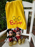 EMBROIDERED BEACH TOWEL MOUSE EARS & DISNEY FONT NAME