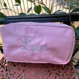 MONOGRAM NYLON SMALL MAKEUP TRAVEL POUCH HOT PINK