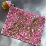 BEADED IT'S A GIRL POUCH