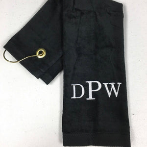 EMBROIDERED VELOUR TERRY GOLF TOWEL BLACK