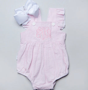 MONOGRAM PATY BUBBLE PINK SEERSUCKER SUNSUIT