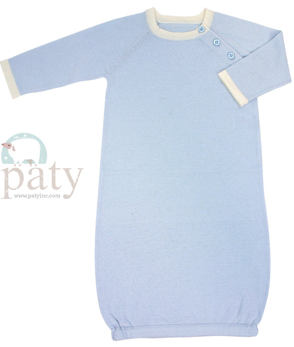 LAYETTE GOWN BLUE FINE GUAGE KNIT by PATY
