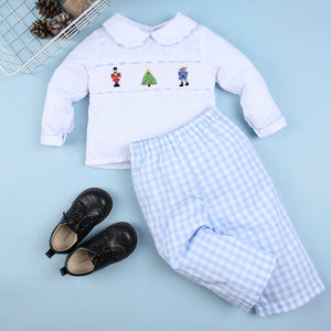SMOCKED NUTCRACKER CHRISTMAS BOYS 2PC SET