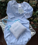 MONOGRAM LAYETTE GOWN BLUE  STRIPE & PICOT TRIM by PATY