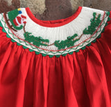 SMOCKED CHRISTMAS DRESS ALLIGATORS WITH BLOOMERS
