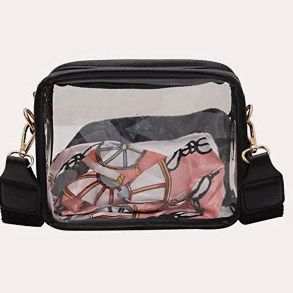 GAME DAY CLEAR CAMERA CROSS BODY BAG BLACK