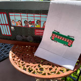 EMBROIDERED STREETCAR LINEN HAND TOWEL