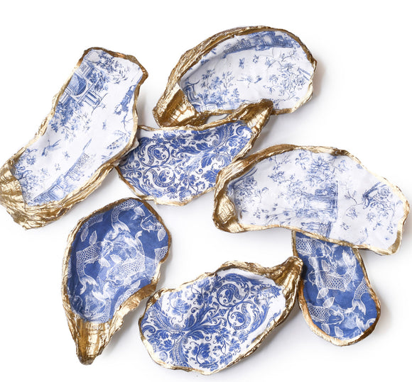 DECORATIVE OYSTER SHELL BLUE PAGODA TOILLE