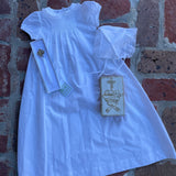 FRENCH LACE TRIM CHRISTENING GOWN AND BONNET