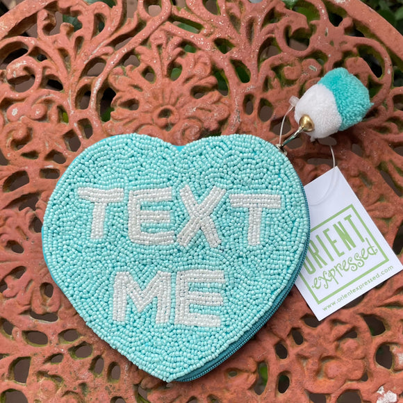 TEXT ME BEADED POUCH