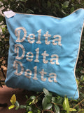 EMBROIDERED SORORITY CANVAS PILLOW BLUE