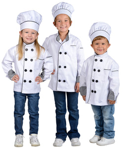 JR CHEF JACKET & HAT WITH CHECKERED TRIM