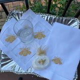 EMBROIDERED ROYAL BEE LINEN GUEST OR HAND TOWEL