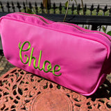 MONOGRAM NYLON SMALL MAKEUP TRAVEL POUCH HOT PINK