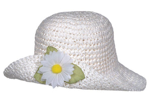 GIRLS WHITE DAISY PACKABLE HAT