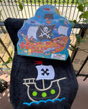 EMBROIDERED BEACH TOWEL PIRATE SHIP