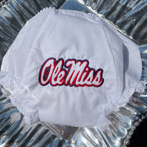 OLE MISS EMBROIDERED LOGO EYELET DIAPER COVER