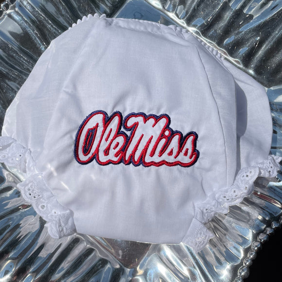 OLE MISS EMBROIDERED LOGO EYELET DIAPER COVER