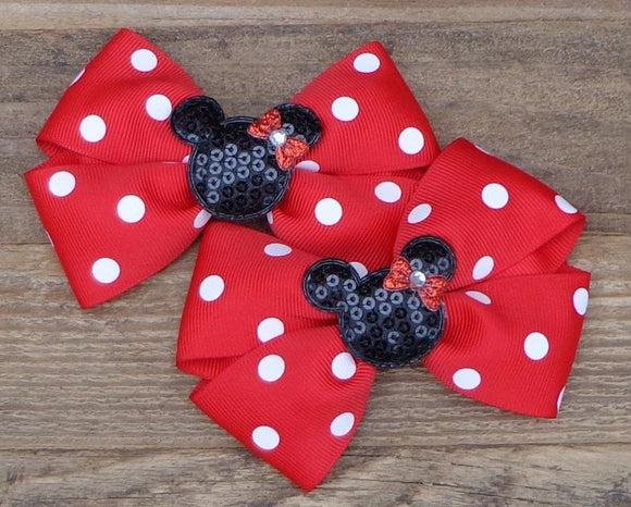 HAIRBOW  SMALL RED DOT SEQUIN MOUSE