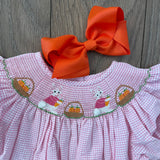 SMOCKED PINK CHECK EASTER PETER COTTON TAIL & BASKET DRESS