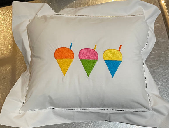 EMBROIDERED MULTI SNOWBALL PILLOW WITH INSERT