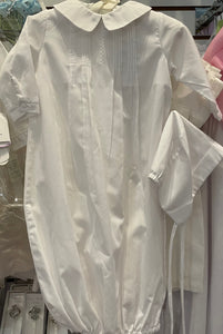 BAPTISM-CHRISTENING UNISEX TAILORED CHRISTENING GOWN AND BONNET